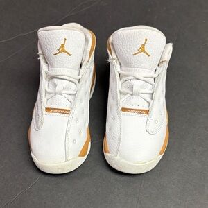 Jordan 13 Retro Kids White and Wheat Sneakers